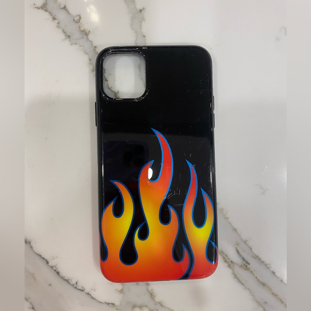Velvet Caviar Protective Case iPhone 11 Pro Max in Blue Chrome Flames